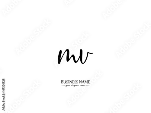 initial MV Logo, Signature MV m v Letter Logo Icon Vector Stock
