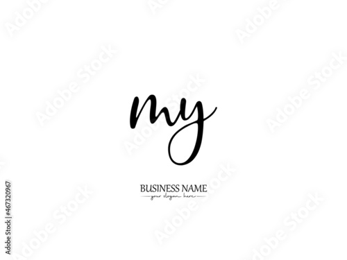 initial MY Logo, Signature MY m y Letter Logo Icon Vector Stock
