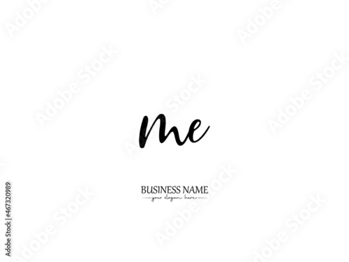 initial ME Logo, Signature ME m e Letter Logo Icon Vector Stock photo