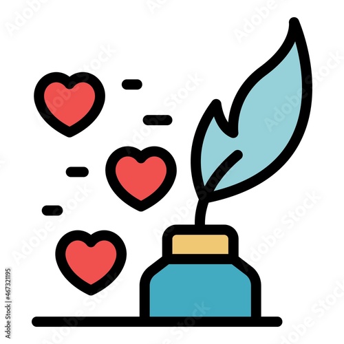 Feather trust icon. Outline feather trust vector icon color flat isolated