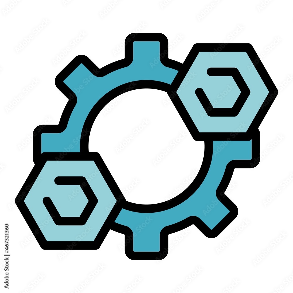 Trust gears wheels icon. Outline trust gears wheels vector icon color flat isolated Trust gears wheels icon. Outline trust gears wheels vector icon color flat isolated