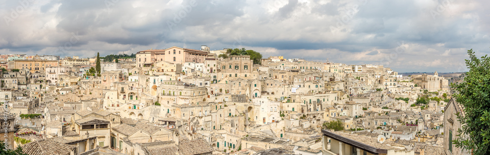 Panoramic view at the Ancient town (Sassi) of Matera in Italy