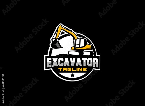 Excavator logo vector for construction company. Heavy equipment template vector illustration for your brand.