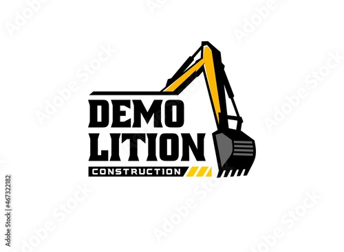 Excavator logo vector for construction company. Heavy equipment template vector illustration for your brand.