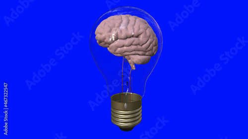The brain in the bulb. Rendering in 3D.