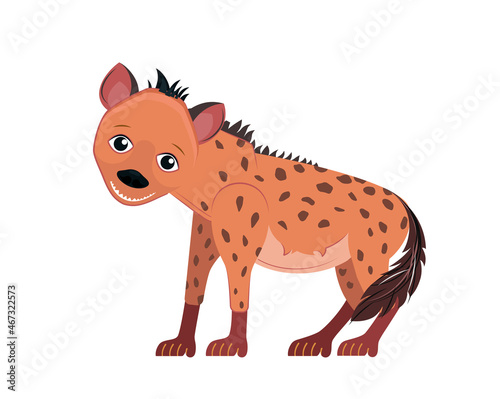 Cartoon funny hyena isolated on white background. African animal for abc book. Illustration