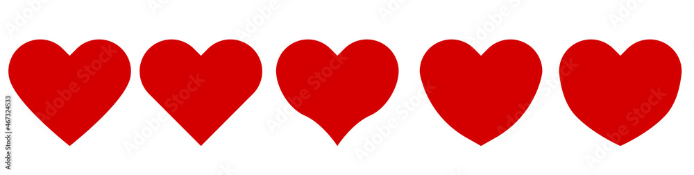 A set of heart icons in various shapes. A set of heart icons in various shapes.