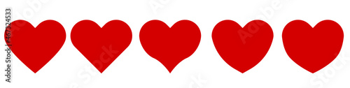 A set of heart icons in various shapes.