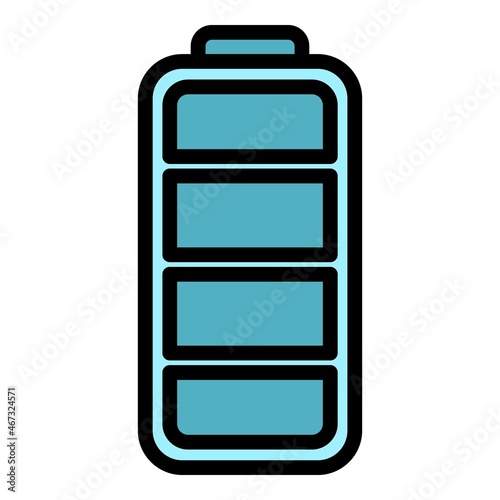 Full charge battery icon. Outline full charge battery vector icon color flat isolated