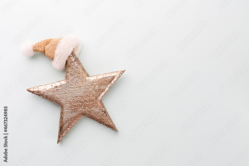 Christmas star, decor on pastel blue background. Christmas star, decor on pastel blue background.