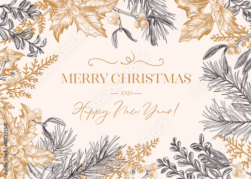 Christmas botanical card.
