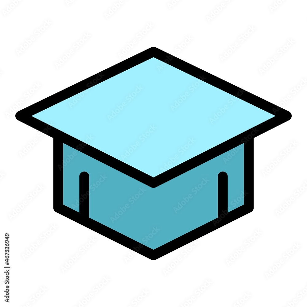 Grad graduation hat icon. Outline grad graduation hat vector icon color flat isolated Grad graduation hat icon. Outline grad graduation hat vector icon color flat isolated