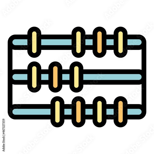 Arithmetic abacus icon. Outline arithmetic abacus vector icon color flat isolated