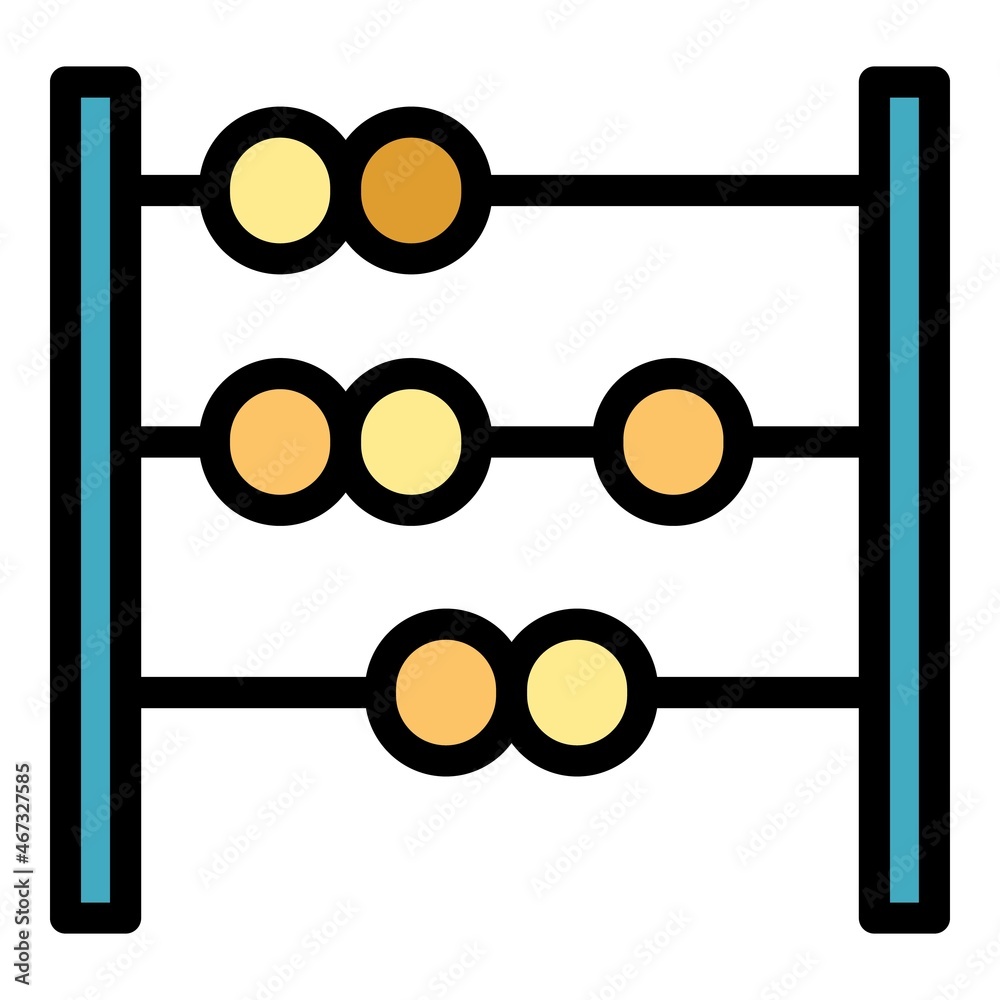 Beads abacus icon. Outline beads abacus vector icon color flat isolated