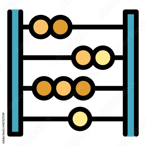 Frame abacus icon. Outline frame abacus vector icon color flat isolated