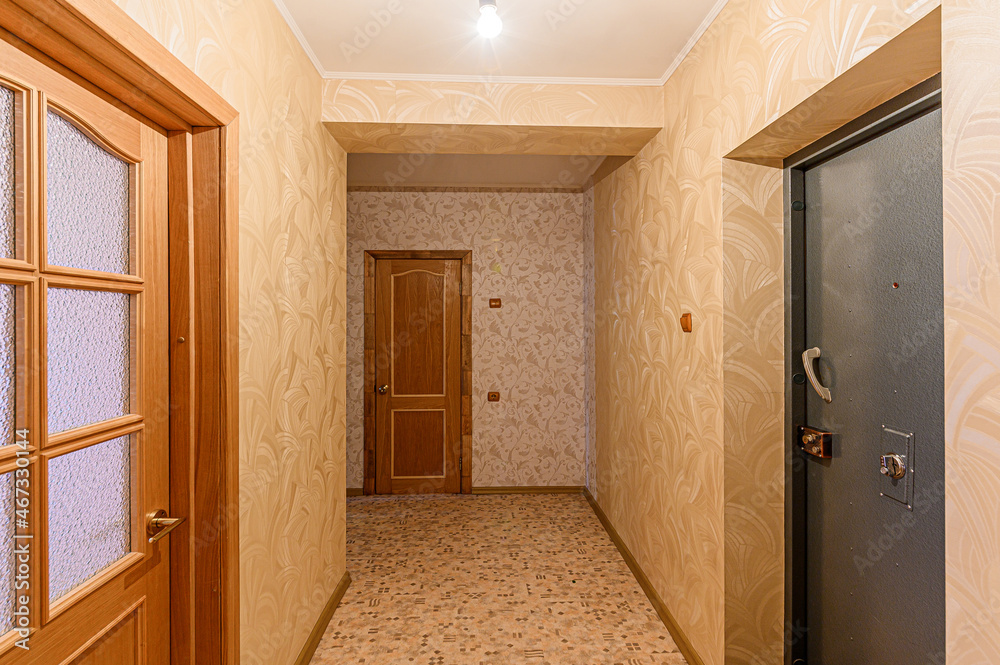 Russia, Moscow- May 04, 2020: interior room apartment modern bright cozy atmosphere.corridor, hallway, doors and mirrors Russia, Moscow- May 04, 2020: interior room apartment modern bright cozy atmosphere.corridor, hallway, doors and mirrors