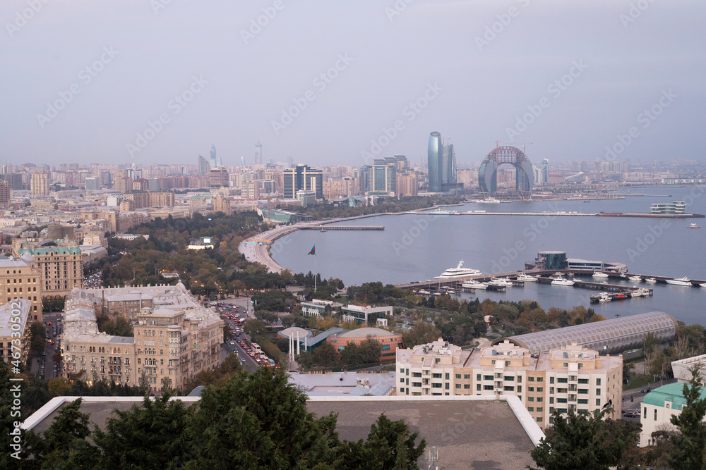 Baku city skyline. Baku is the capital and largest city of Azerbaijan.