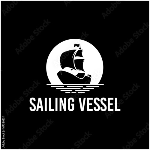 Silhouette of Dhow logo design, Traditional Sailboat