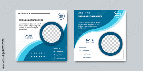 Creative webinar social media post templates for concept design with blue color. Suitable for online marketing promotion banner, webinar, seminar, flyer, ads, etc.