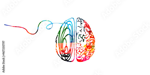Puzzled mind. Mental exercise and development. Cognitive challenge. Memory problem. Train your brain concept. Intelligence test. Therapy concept. Human colorful brain isolated vector illustration