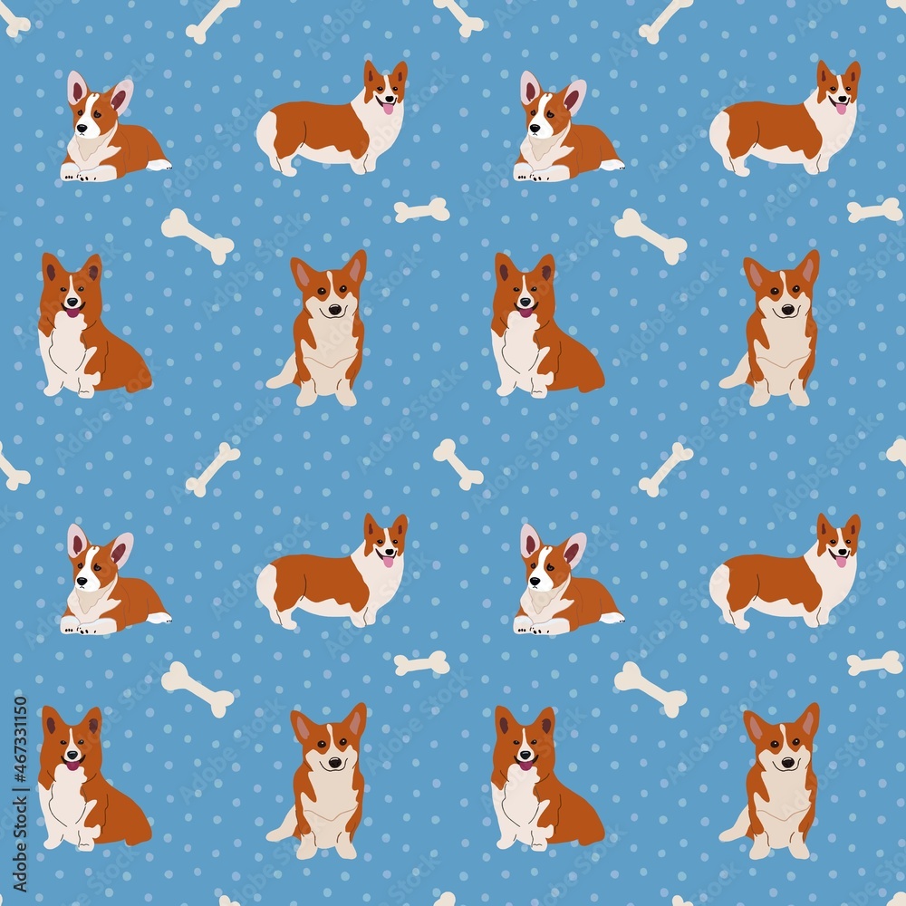 Obraz premium seamless pattern with corgi 