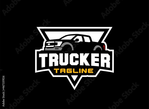 Truck logo vector for construction company. Vehicle equipment template vector illustration for your brand.