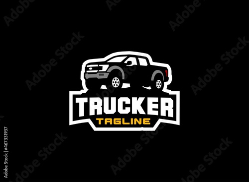 Truck logo vector for construction company. Vehicle equipment template vector illustration for your brand.