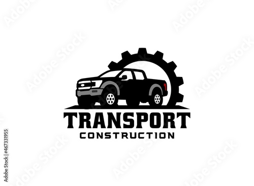 Truck logo vector for construction company. Vehicle equipment template vector illustration for your brand.