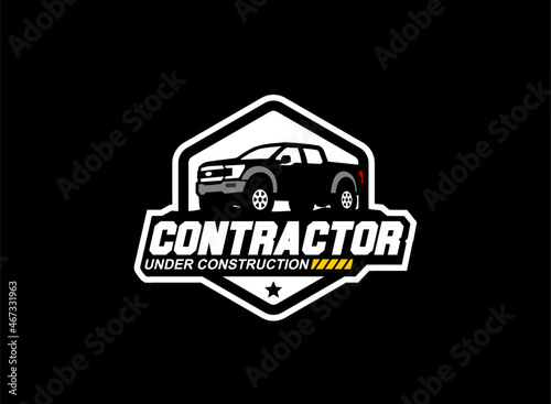 Truck logo vector for construction company. Vehicle equipment template vector illustration for your brand.