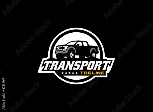 Truck logo vector for construction company. Vehicle equipment template vector illustration for your brand.