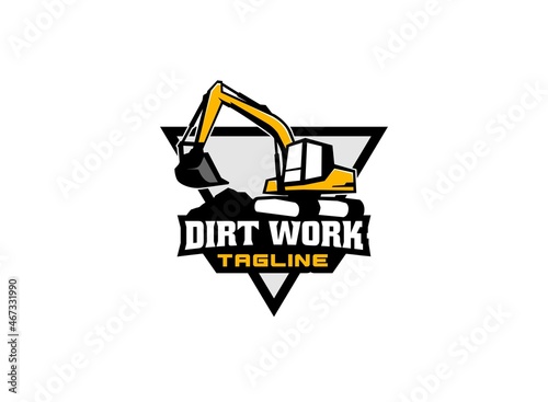 Excavator logo vector for construction company. Vehicle equipment template vector illustration for your brand.