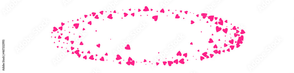 Pink Heart Vector Panoramic White Backgound.