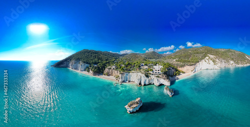 Aerial view of baia delle zagare beach, gargano, puglia photo