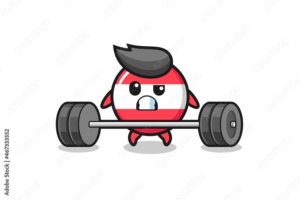 cartoon of austria flag lifting a barbell