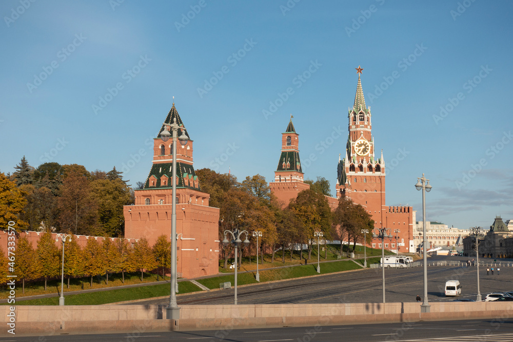 View of the Moscow Kremlin on a sunny autumn morning