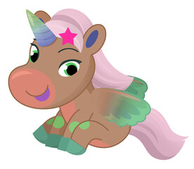 Wandcirkels Eenhoorn Schattige eenhoorn pony scène  © honeyflavour