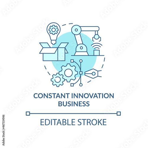 Constant innovation business blue concept icon. Technological development of startup. Improving company abstract idea thin line illustration. Vector isolated outline color drawing. Editable stroke