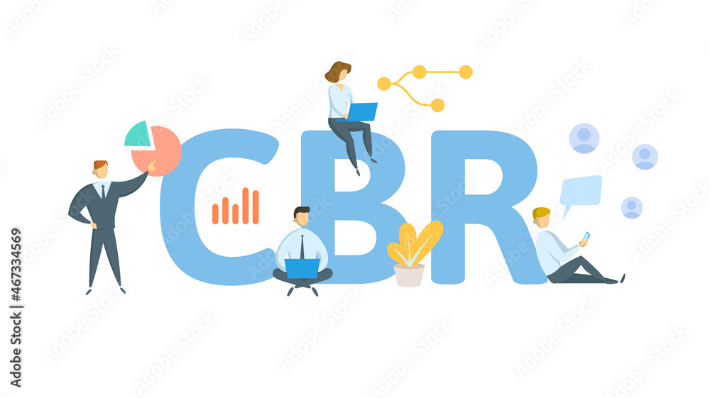CBR, Certified Buyer Representative. Concept with keyword, people and icons. Flat vector illustration. Isolated on white.