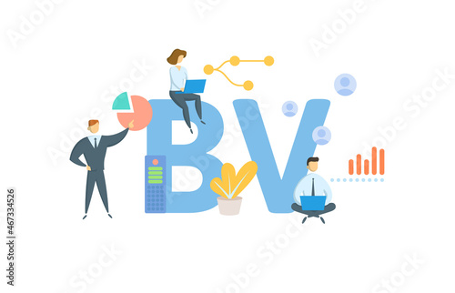 BV, Book Value. Concept with keyword, people and icons. Flat vector illustration. Isolated on white.