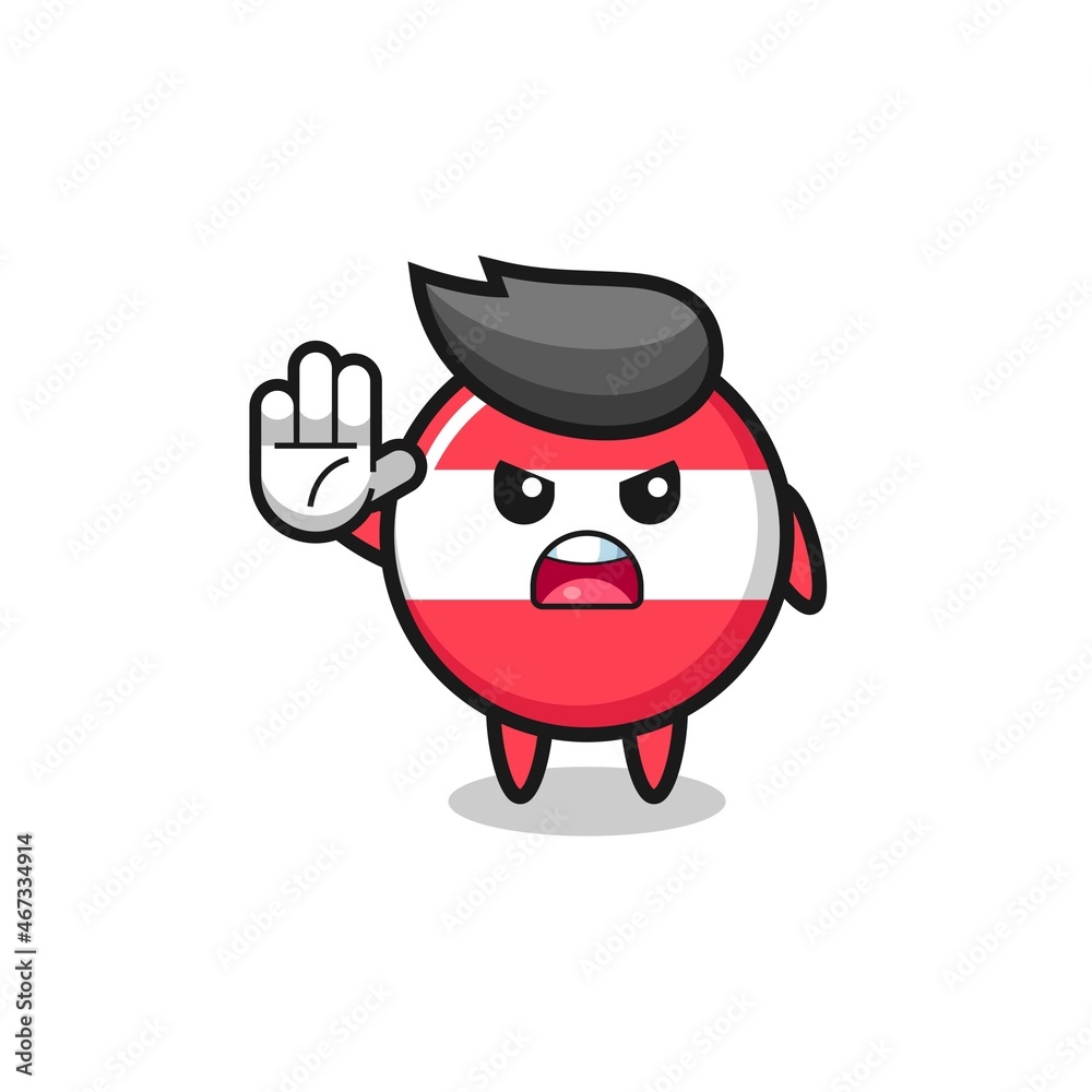 austria flag character doing stop gesture