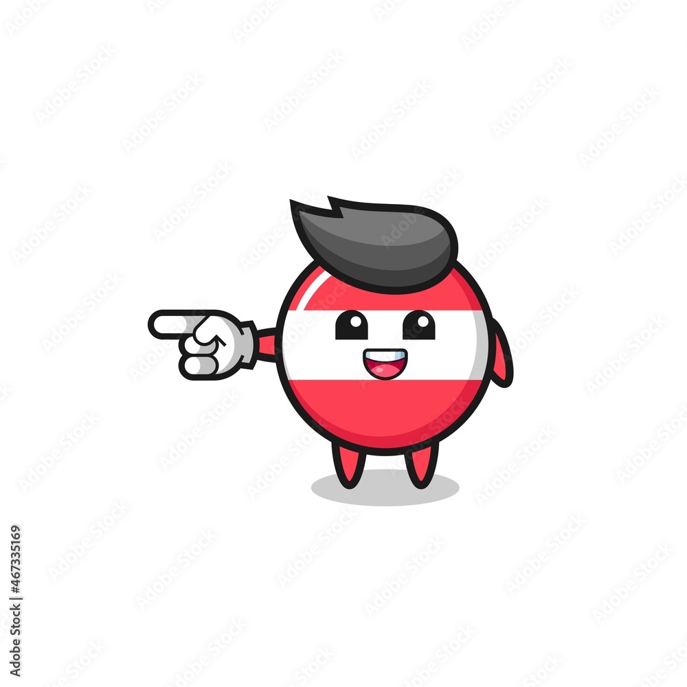 austria flag cartoon with pointing left gesture austria flag cartoon with pointing left gesture