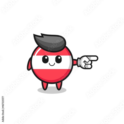austria flag mascot with pointing right gesture