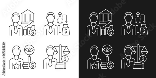 Wallpaper Mural Finance investment jobs linear icons set for dark and light mode. Stock market analysts. Fund raising experts. Customizable thin line symbols. Isolated vector outline illustrations. Editable stroke Torontodigital.ca