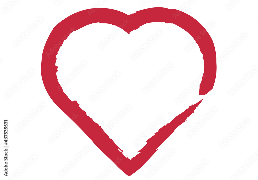 Icono rojo de corazón en fondo blanco.