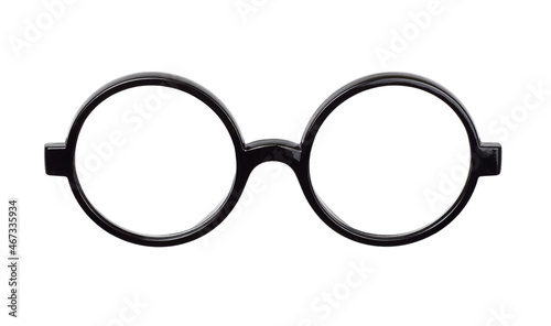 Black plastik glasses isolated on white