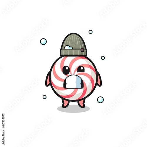 cute cartoon swirl lollipop with shivering expression