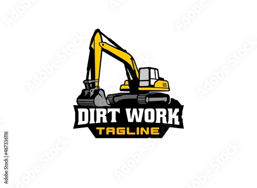 Excavator logo vector for construction company. Vehicle equipment template vector illustration for your brand.