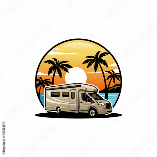 RV - camper van - caravan - motor home isolated vector