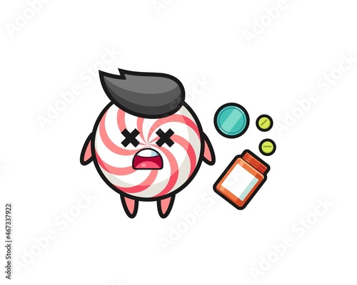 illustration of overdose swirl lollipop character