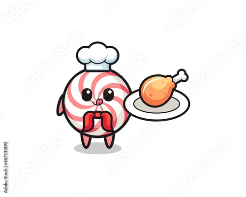 swirl lollipop fried chicken chef cartoon character